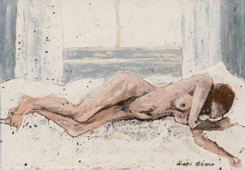 Minou Steiner (1940-2008) - Medios mixtos del siglo XX, desnudo junto a la ventana Foto 2 de 4