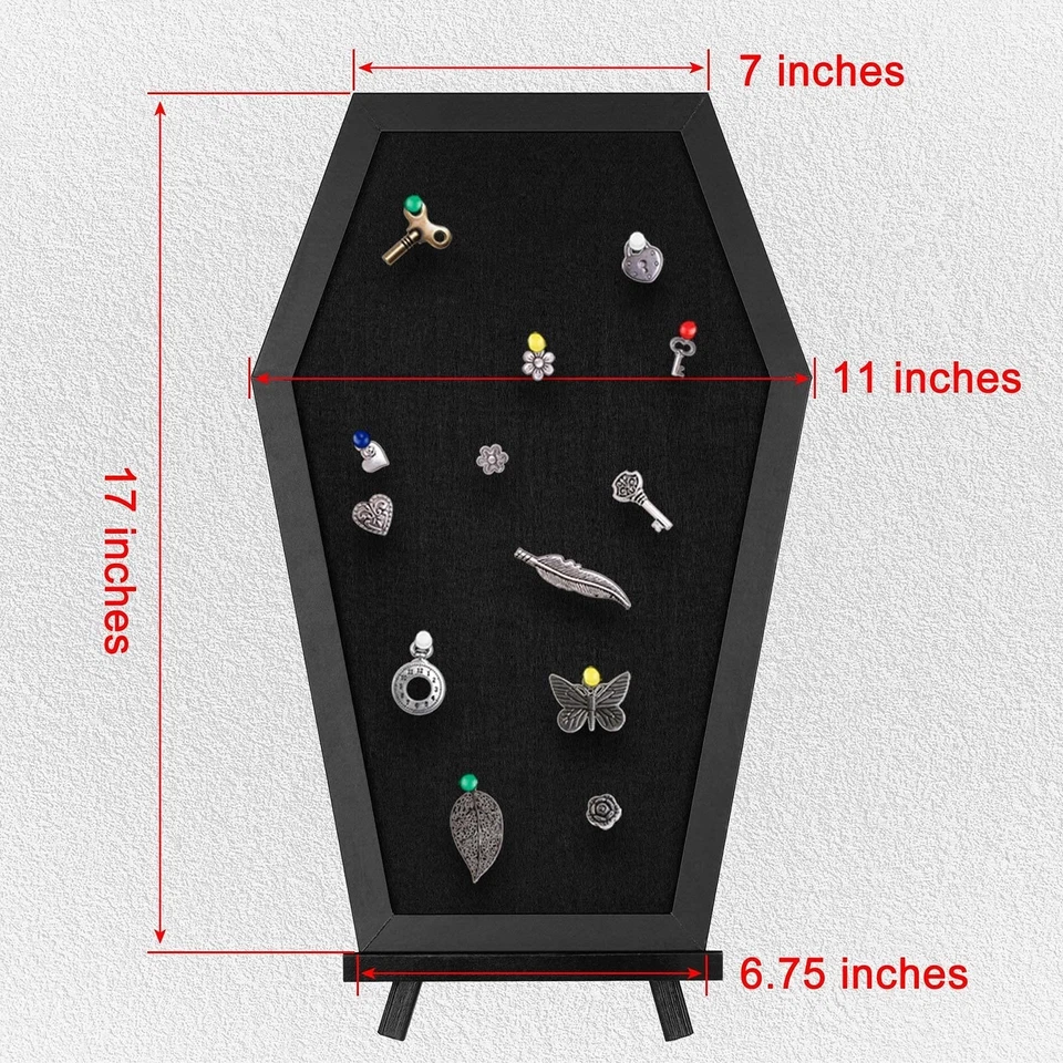 Coffin Pin Display Board - Wooden Felt Bulletin Board for Table Top or Wall -... - Image 2 of 4