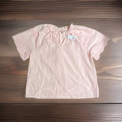 Philosophy 2X Pink Eyelet Flutter Sleeve Blouse Woven Cotton V Neck Casual