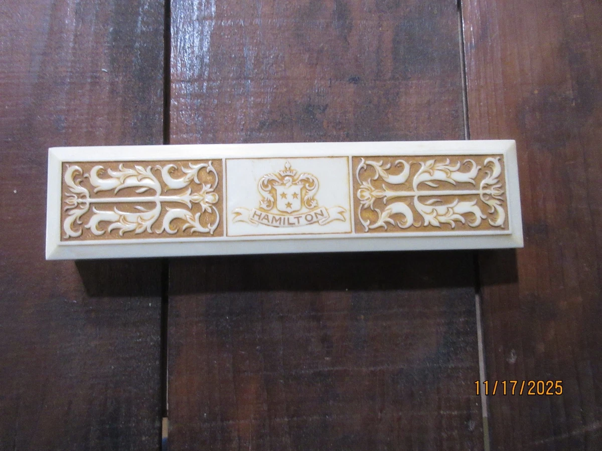 Vintage Pink/Gold Tone Hamilton Aztec Celluloid Case For Watch Empty Box Only Vintage Hamilton Watch Presentation Box, Cream Tone  main image 2