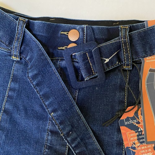 Indigo Poppy Skirt Size 4 Blue Denim Jean Ultra Tummy Compression Pull On NWT - Picture 7 of 9