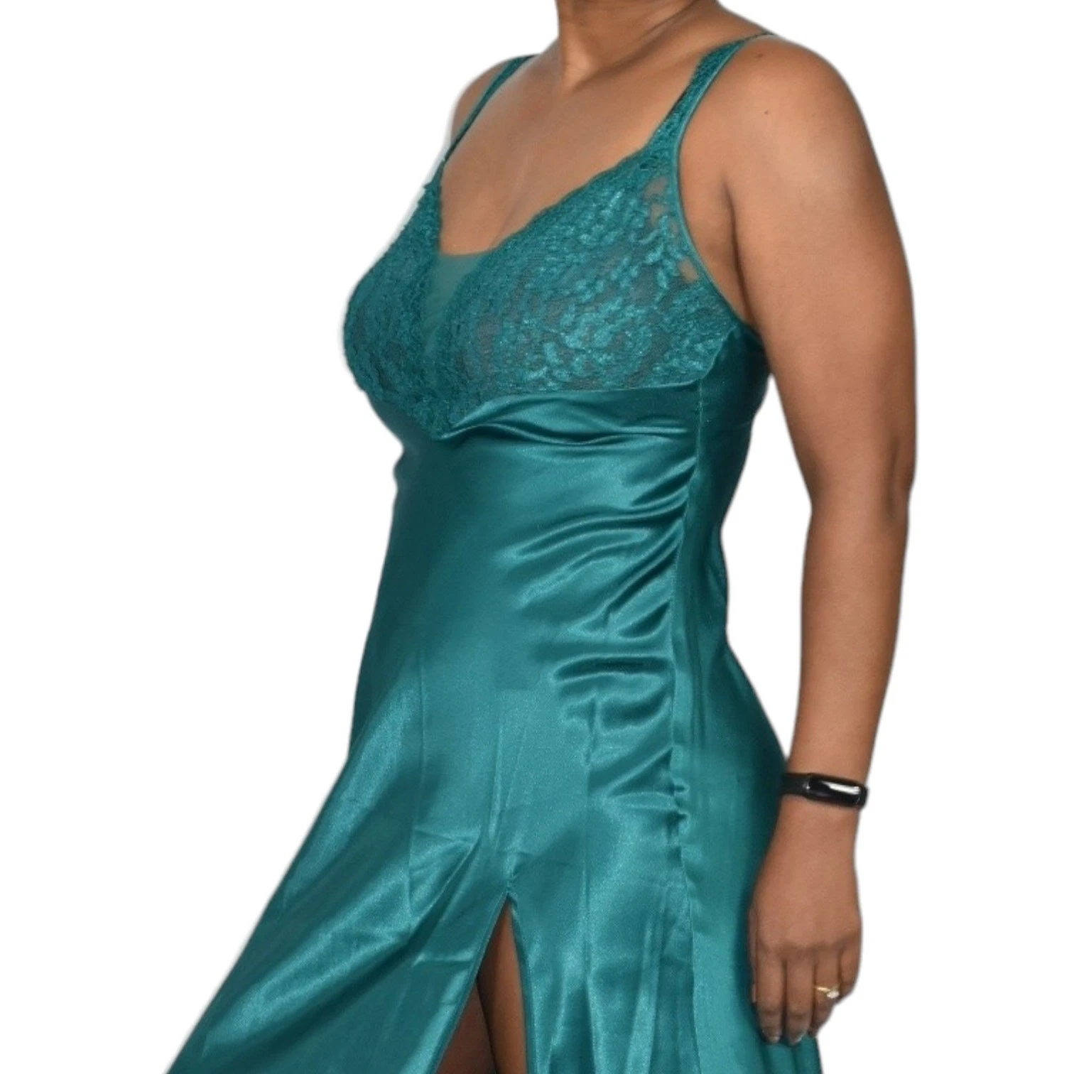 UNDERCOVER Camicia da notte Victorias Secret raso XS verde vintage maxi slip spacco alto etichetta oro