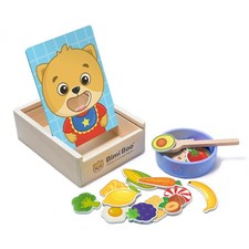 Wooden Feeding Toy - Montessori Pretend Play Food Set for Toddlers 1-4 - Fin