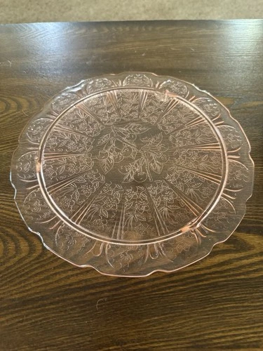 Jeannette CHERRY BLOSSOM PINK 10 1/4"  3 LEGGED CAKE PLATE