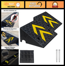 Heavy-Duty Rubber Curb Ramp 6" Rise, 2 Pack, 11000 lbs Capacity, Anti-Slip Drive
