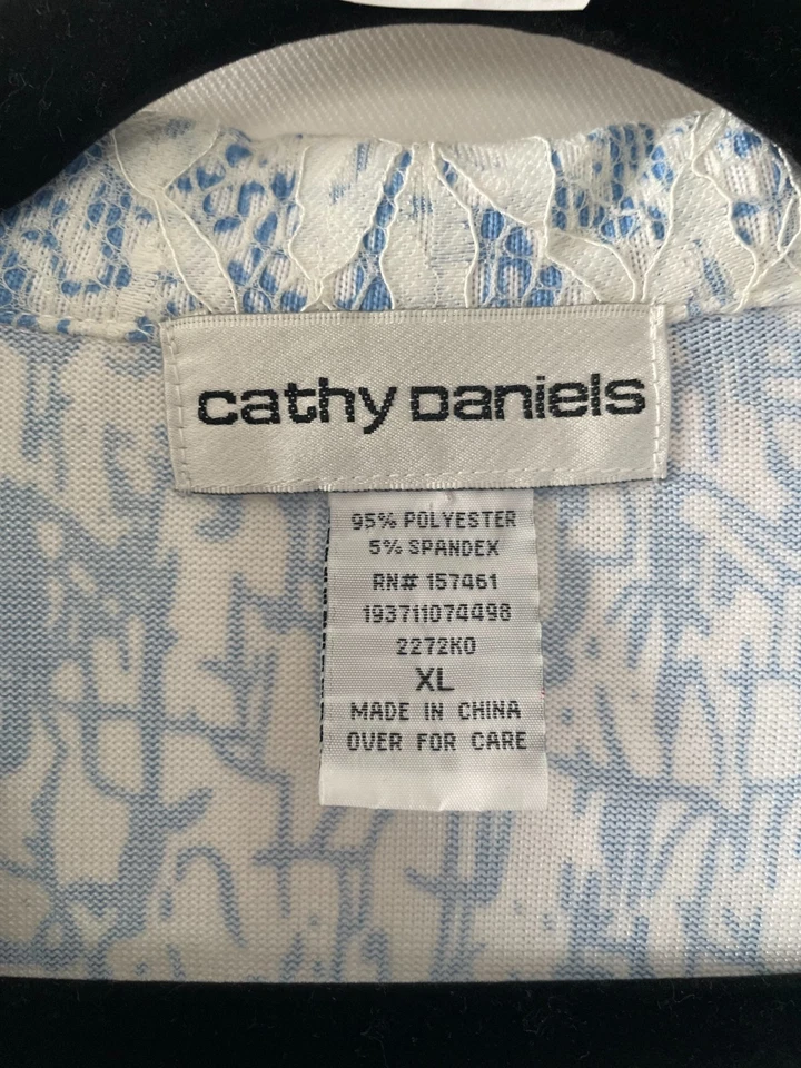 Chaqueta Cathy Daniels Mujer Blanca Manga Larga Estampado Floral Encaje Cremallera Completa Talla XL Foto 3 de 4