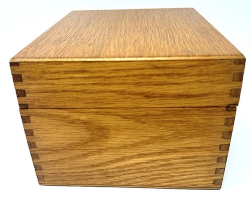 Wooden Card File Box  Dove-tailed 8 x 6.75 x 5