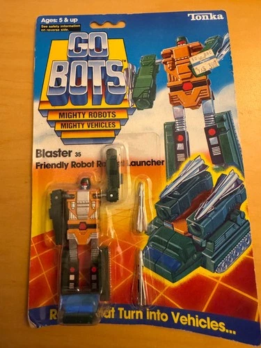 Vintage 1984 Tonka Go-Bots  -- "Blaster" Figure, Green Color, NEW Sealed On Card