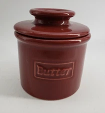 L. Tremnain Ceramic Butter Bell Crock, Maroon Color