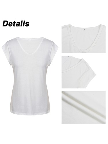 Womens V-Neck Tank Tops Summer Sleeveless Casual Loose Plain T-Shirt Cami Vest - Picture 11 of 24