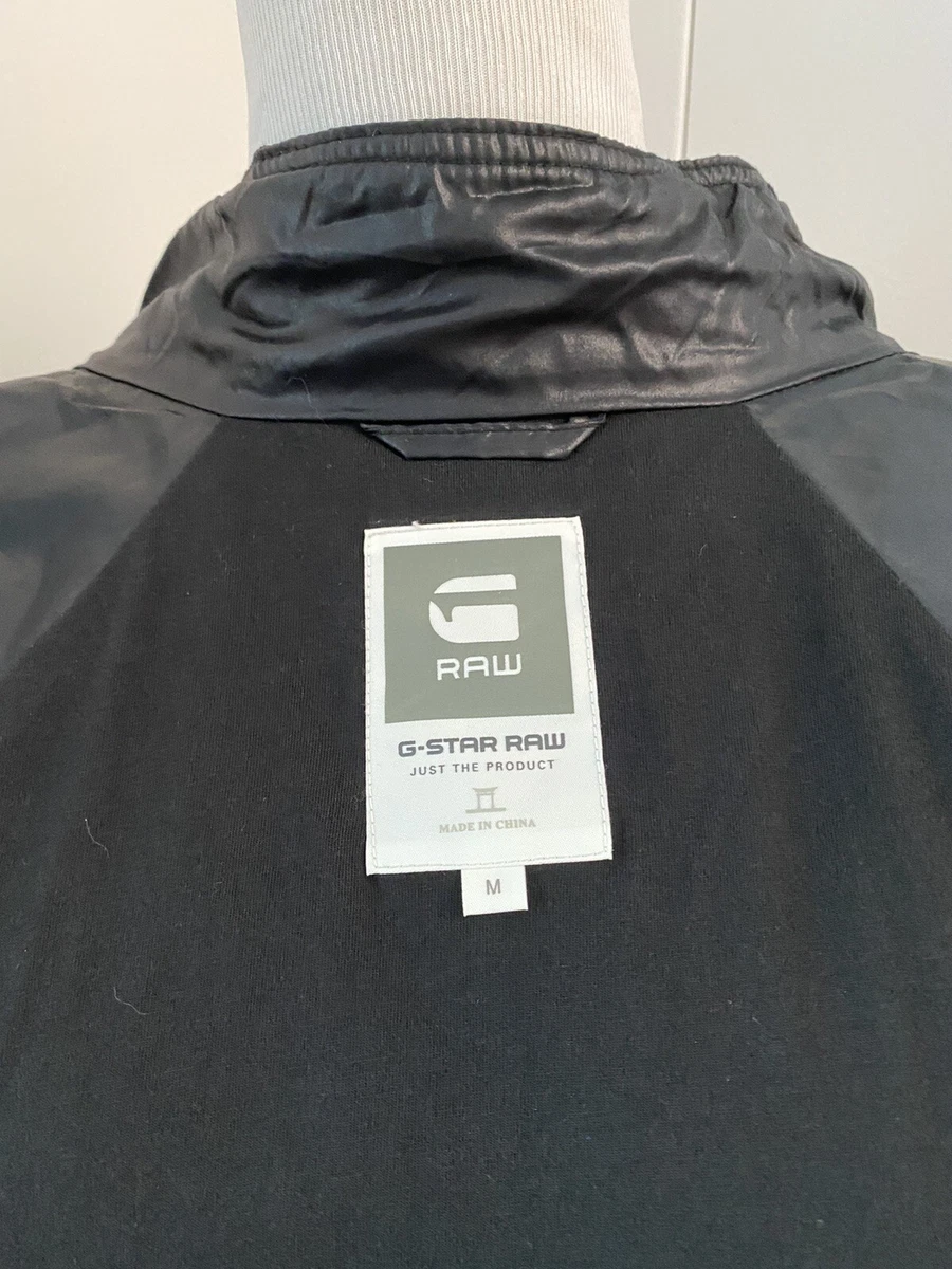 G STAR RAW Midder Quilted Bomber Jacket Black White Trim Collar Sz M NEW