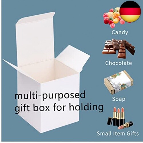 Weiß Karton Geschenkboxen – kleine Box mit Deckel 10x10x10 cm einfache Montage q - Bild 7 von 7