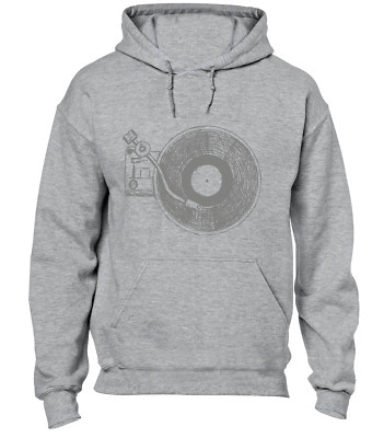 VINYL PLATTEN ZEICHNUNG HOODY HOODIE DJ OLDSCHOOL RETRO 80ER 90ER ACID HOUSE TOP