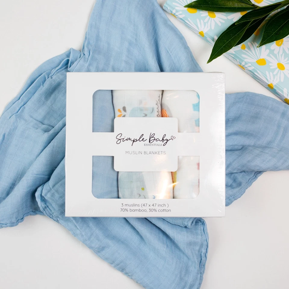 Bulk Box of 24 Boy Muslin Swaddle Sets – Free Shipping – Baby Shower Gift - Image 3 of 4