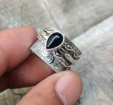 Black Onyx 925 Sterling Silver Beautiful Handmade Spinner Ring, All Size M981