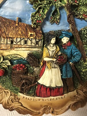 VINTAGE NORMANDIE APPLE PICKING 3D PLATE
