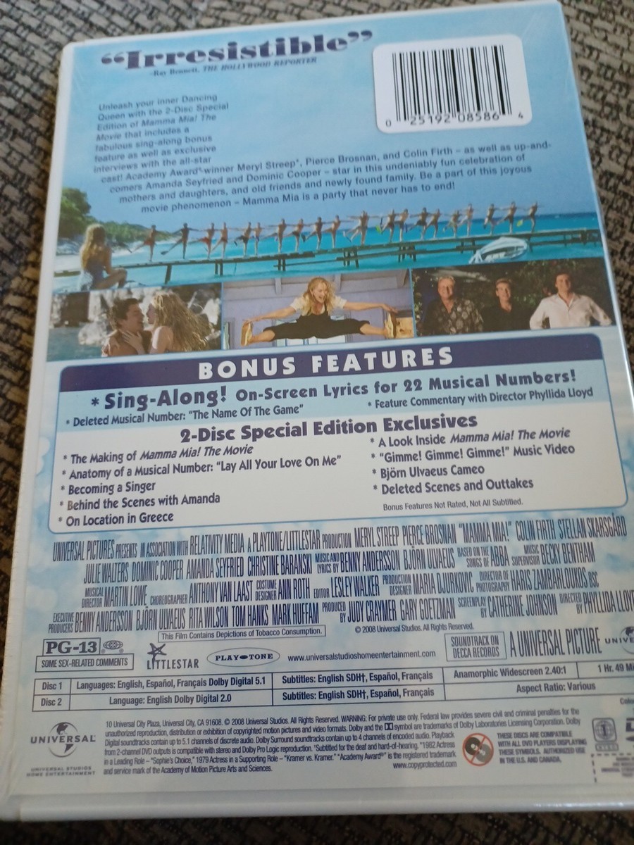 Mamma Mia (DVD, 2009, 2-Disc Set, Special Edition) SEALED NEW | eBay