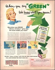 1950 Vintage ad Devoe Paint Library Colors Green retro Art    04/22/24