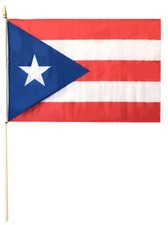Puerto Rico 12x18 12"x18" 68D Rough Tex Nylon Wooden Stick Flag 24" Staff