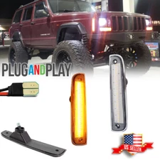 Clear Amber LED Front Side Corner Parking Marker Lights For 97-01 Jeep Cherokee