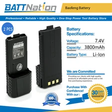 2x 7.4V 3800mAh Li-ion Extended Battery for Baofeng BL-5L, BF-F8HP, UV-5R-L