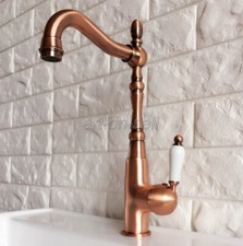 Red Copper Kitchen Basin Sink Mixer Tap Swivel Spout Single Lever Faucet anf419