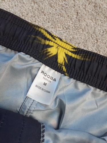 NWT Mens RQQBA Swim Suit Shorts Drawstring Mesh Lined Size 36 Grey fireworks - Picture 5 of 8