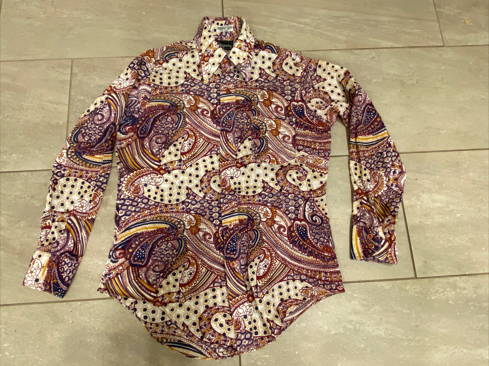 Vintage HIS MAJESTY Paisley 70s 1970s Big Collar Shir… Gem