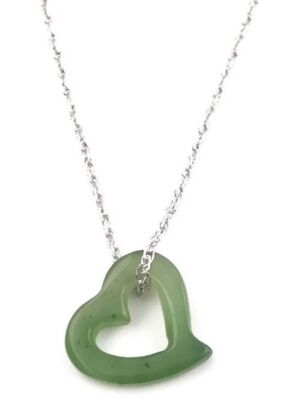 13mm Echt Nephrit Jade Schwebender Ausschnitt Herz Anhänger (Kette NICHT enthalten)