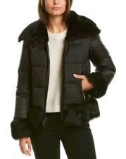Nwot Post Card Women's Dardana Fur Trim Down Coat Black Sz 46 Msrp $1350
