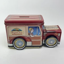 Vintage Cherrydale Farms Tin Delivery Truck Coin Bank