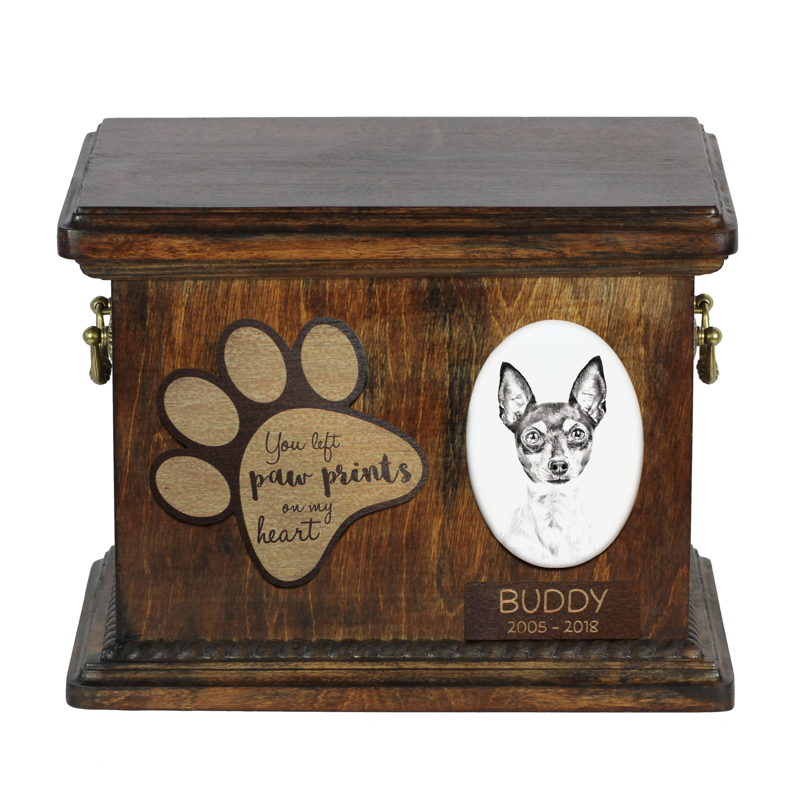 Toy Fox Terrier urna con piattina ceramica Art-Dog