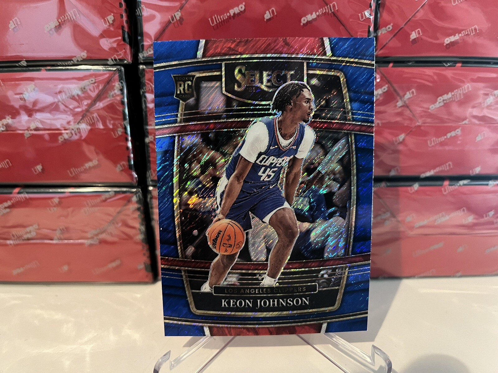 2021-22 NBA Panini Select Keon Johnson #40 Blue Shimmer Insert Rookie Card