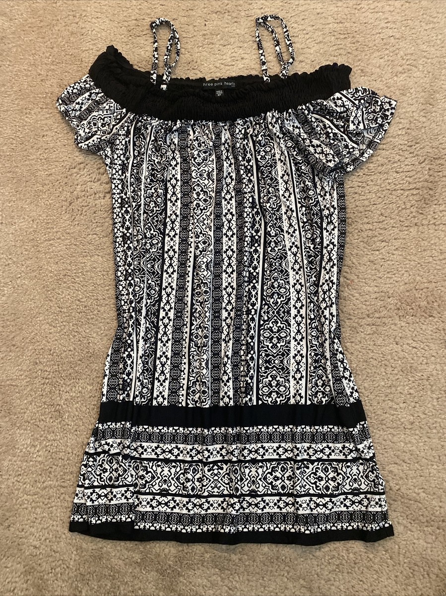 three pink hearts black dress $25, really pretty three pink hearts black dress