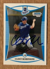 2024 Retrograph 3 Clint Robinson Autograph 2008 Bowman BCP221 Kansas City Royals