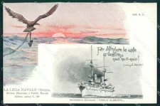 La Spezia Naval League Ship Carlo Alberto Art Nouveau postcard MT7502