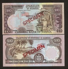WESTERN SAMOA 10 TALA NEW 2005 FLAG TREE UNC SPECIMEN CURRENCY MONEY BANK NOTE