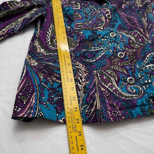Additions by Chico's Women 2 / L Purple Paisley Print Button Lightweight Stretch - Picture 9 of 9