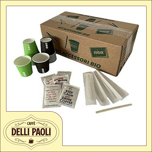 Kit Accessori Caffè Biodegradabile - 150 Bicchieri, Zucchero E Palette, Ideale Per Bar E Ufficio - Foto 3