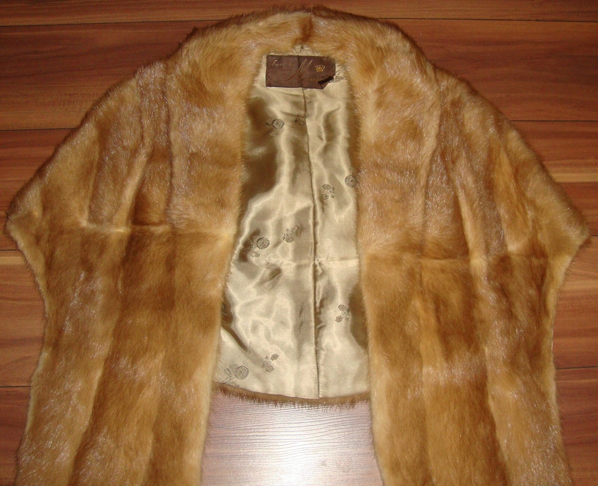 Furs By Mannis Hollywood California Brown Mink Shawl, RARE Vintage