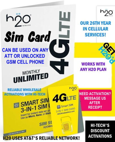 H2O H20 WIRELESS SIM CARD PLUS  ✅ 50% OFF ✅ ANY MONTHLY PLAN ACTIVATION - Picture 1 of 4