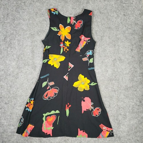 Vintage I.N. San Francisco Dress Womens 9 Whimsy Hearts Flower Black 90's Y2KUSA - Picture 6 of 9