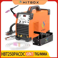 HITBOX 220V 200A 6 IN1 HF AC DC TIG Aluminum Welder with REM Control Foot Pedal