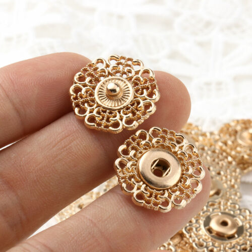 10 Pairs Flower Shaped Metal Press Buttons Sewing Snap Buttons Clasp Fasteners - Picture 17 of 43