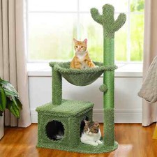 Cactus Cat Tree with Lagre Condo, Hammock, Dangling Ball, Cat Scratching Post