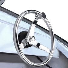 Marine Stainless Steel 13.5 inch Boat Steering Wheel 3 Spokes w/Knob  5/8 Nut
