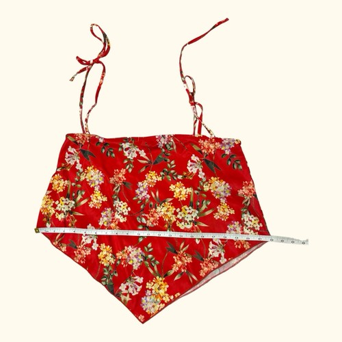 Zara Shirt Womens Medium Red Floral Cropped Halter Top Bohemian Hawaiian NWT - Picture 8 of 8