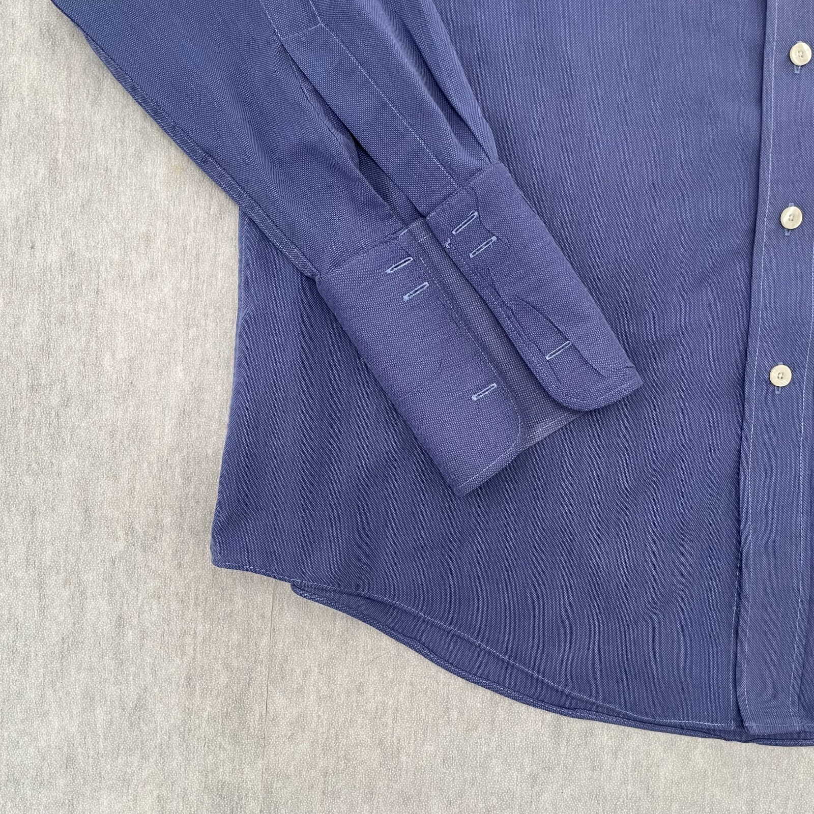 Camicia YSL Saint Laurent adulto 16 5 blu polsino francese con bottoni manica lunga uomo