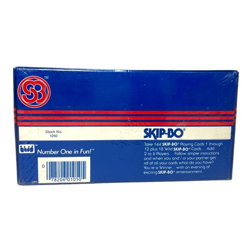 Vtg Skip-Bo 1982 New Factory Sealed Card Game from the Makers of Uno Family Game - Picture 2 of 3