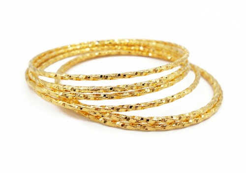 Set 6 Bracelets Bangle 18K 23K 24K Thai Baht Yellow Gold Plated Gift For Girl - 第 1/4 張圖片